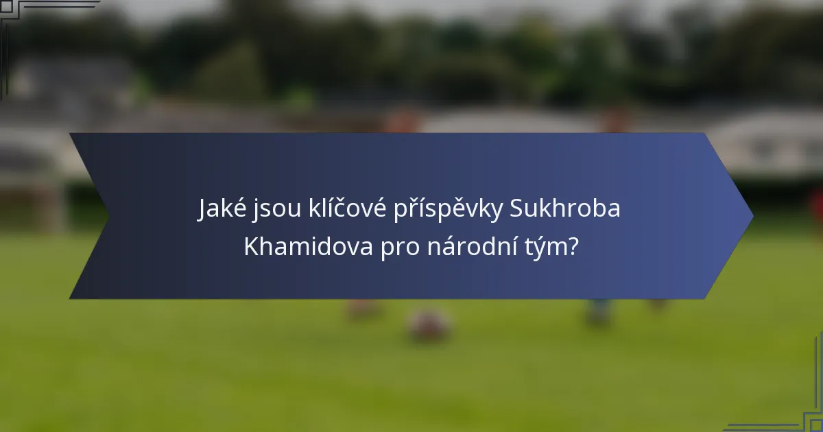 Jaké jsou klíčové příspěvky Sukhroba Khamidova pro národní tým?