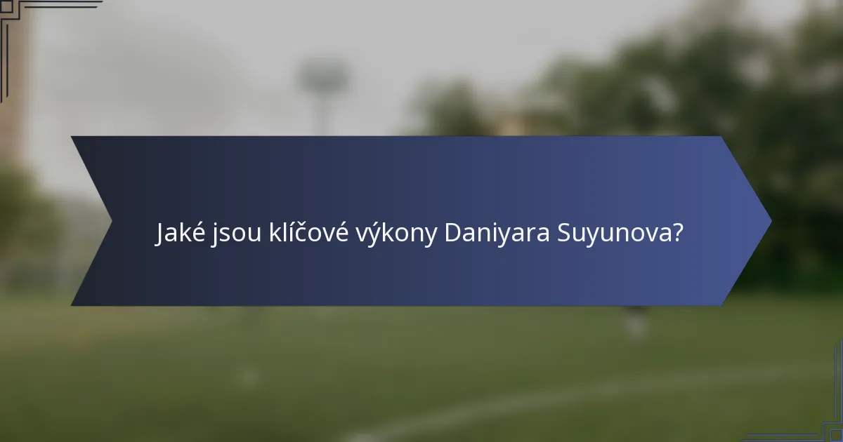 Jaké jsou klíčové výkony Daniyara Suyunova?