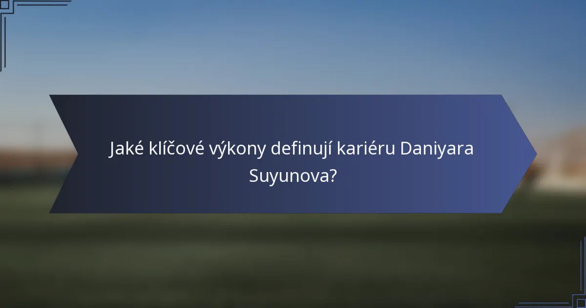 Jaké klíčové výkony definují kariéru Daniyara Suyunova?